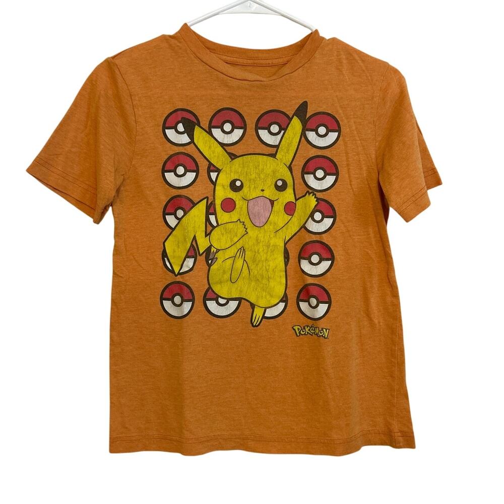 Pokémon Boys Pikachu Pokeball Graphic Tee Shirt Orange Medium